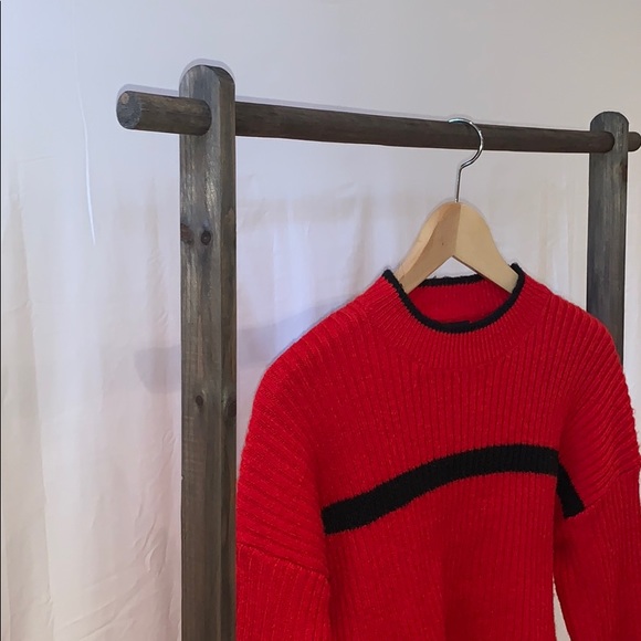 Forever 21 Knit Crewneck Sweater Red/Black - Picture 5 of 7